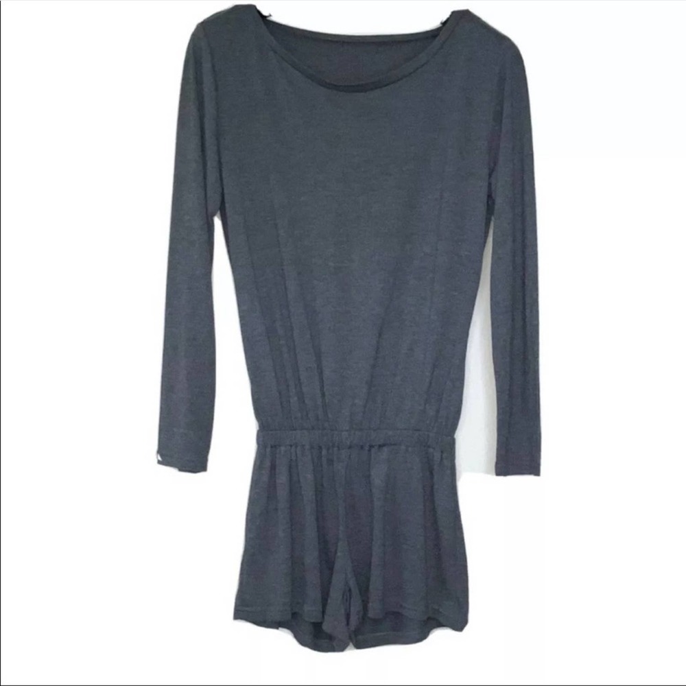 Gray Long Sleeve Single Shoulder Romper Jumper - Picture 5 of 6